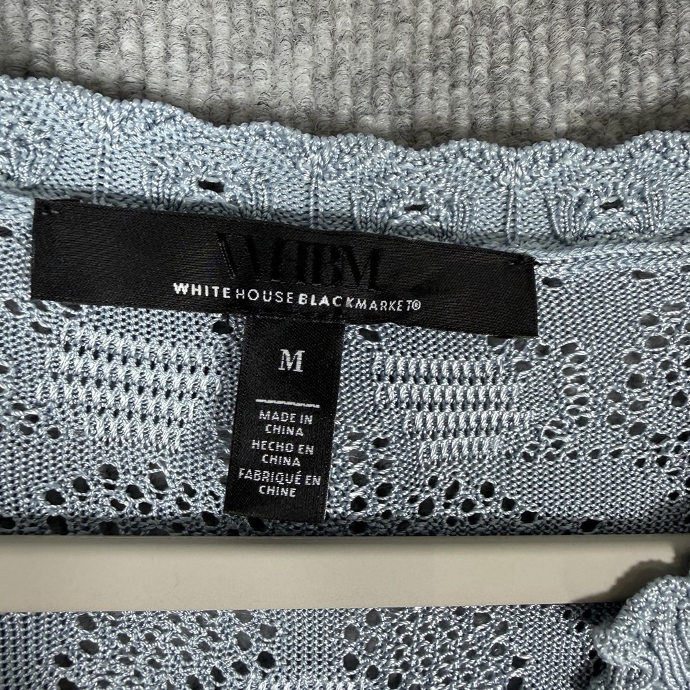 White House Black Market Size-M Womens Top Pointelle Stitch 3/4 Sleeve - Picture 4 of 11